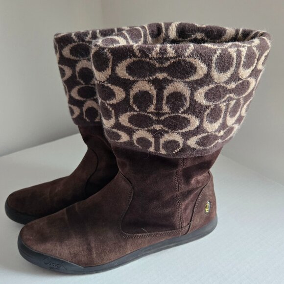 Vintage COACH Suede Leather & Sweater Top Boots 10 - Picture 1 of 8